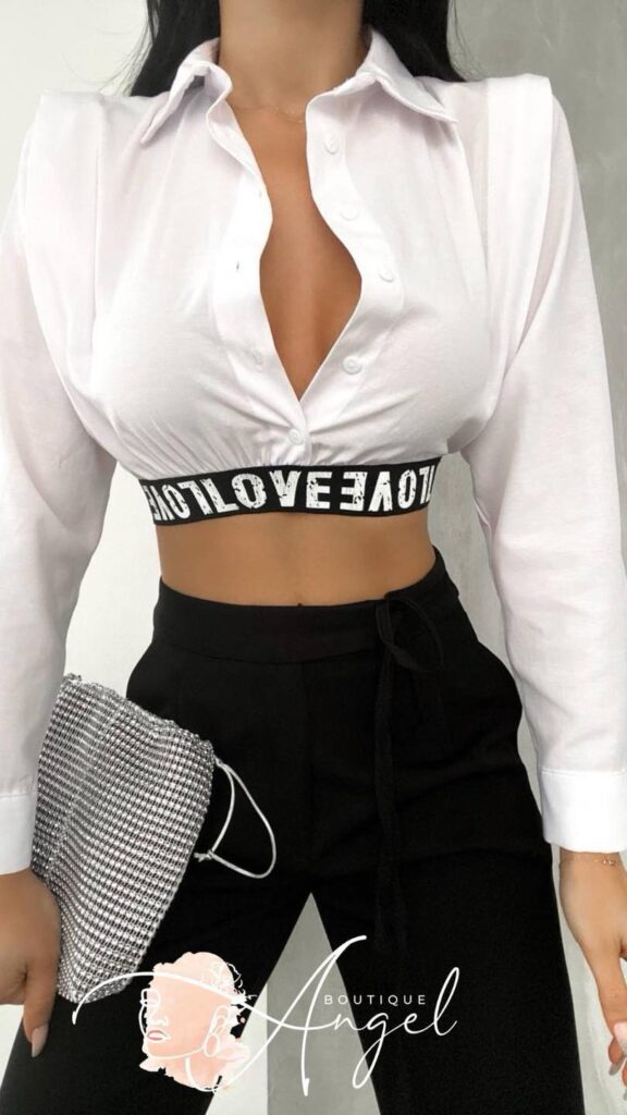 Chemise-Crop-Bande